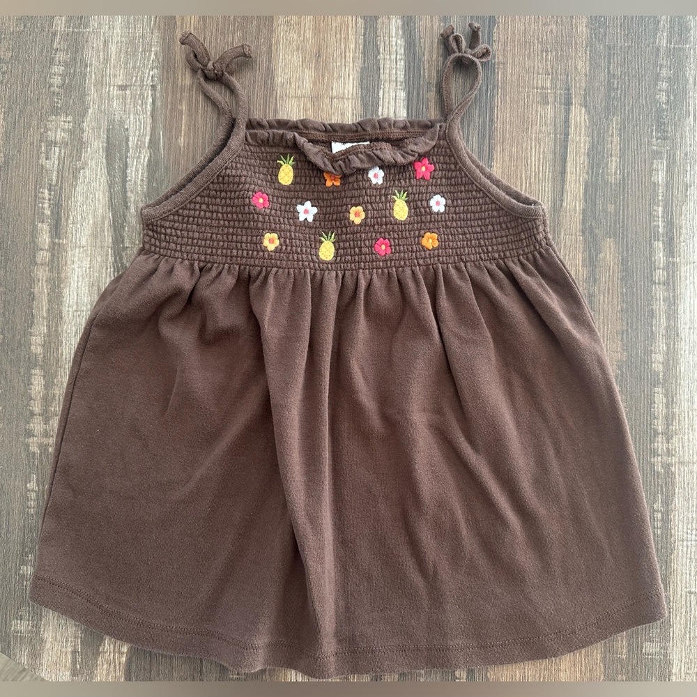 Brown Kids Top with Floral Embroidery GYMBOREE size 4T